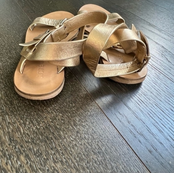 J. CREW Leila metallic gold ankle wrap sandals 7 - Picture 5 of 8